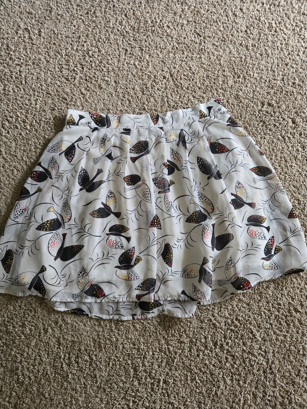 Old Navy White Floral Circle Skirt with Black and Multicolor Petal Print